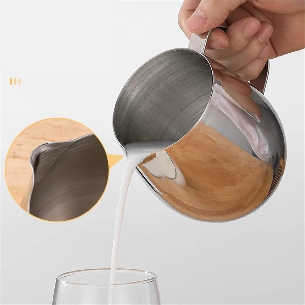 Jarra para Espumar Leche Cilindro de tracción de Acero Inoxidable, Tazas for Tirar de la Leche, ponche, Tazas de café, Leche, Hornear, té de la Leche, Tazas for Tirar(700ml)