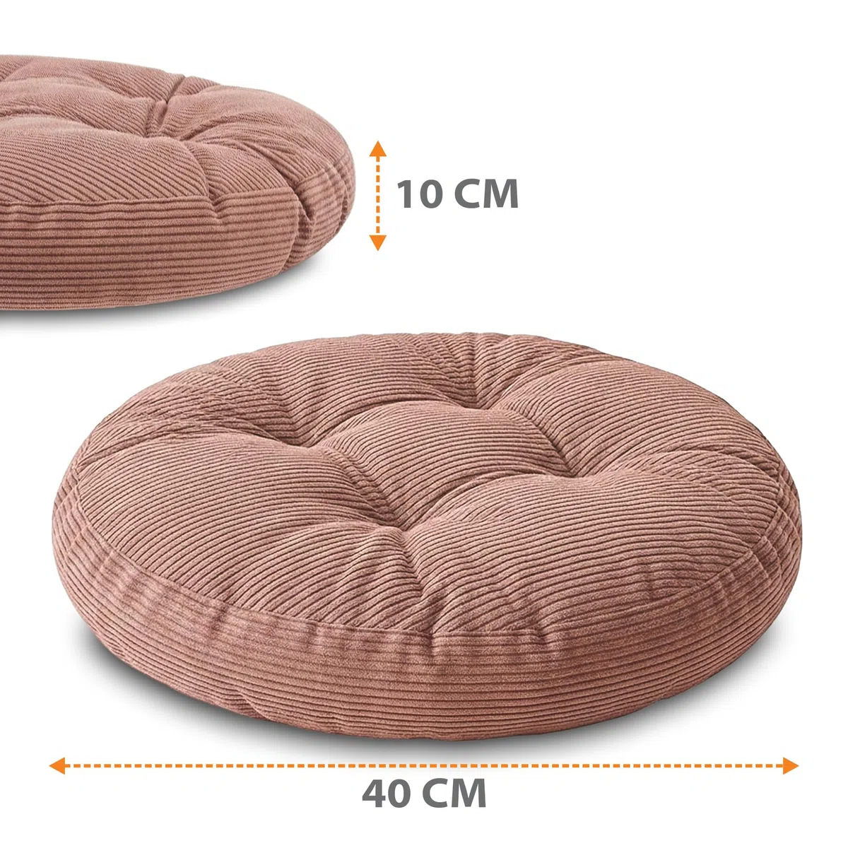 Amazinggirl Cojín Silla Almohadilla Silla Redonda Juego de 4X 40 cm de Pana Lavable a 30 Grados – Cojines Sillas Cocina y Cojín de Suelo para Comedor Salón Oficina Banco & Taburete Hecho a Mano Rosa