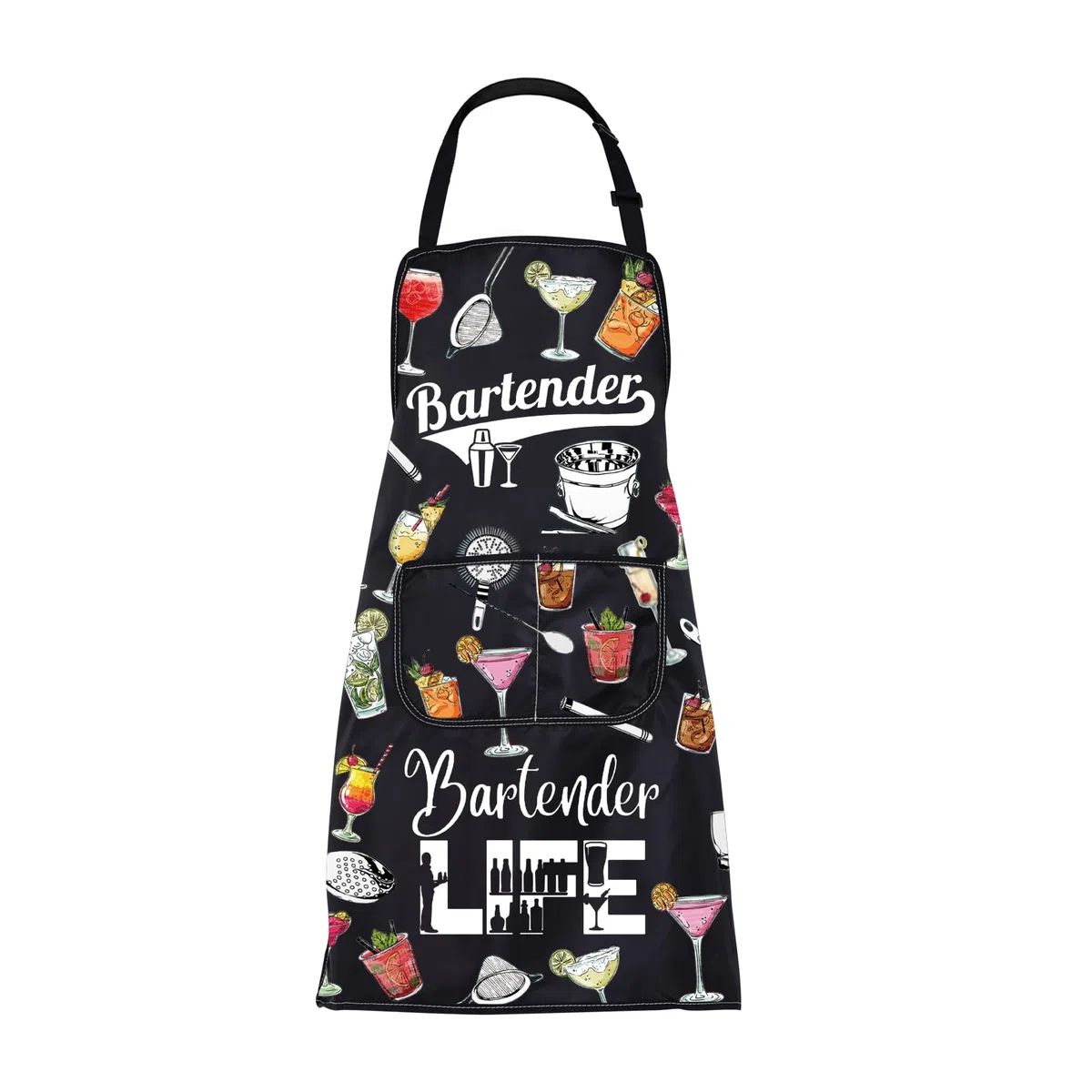 CMNIM Delantales de camarero con bolsillos, regalos para los amantes de los cócteles, delantal de barman para barman, regalo para barman, Delantales de camarero, Medium