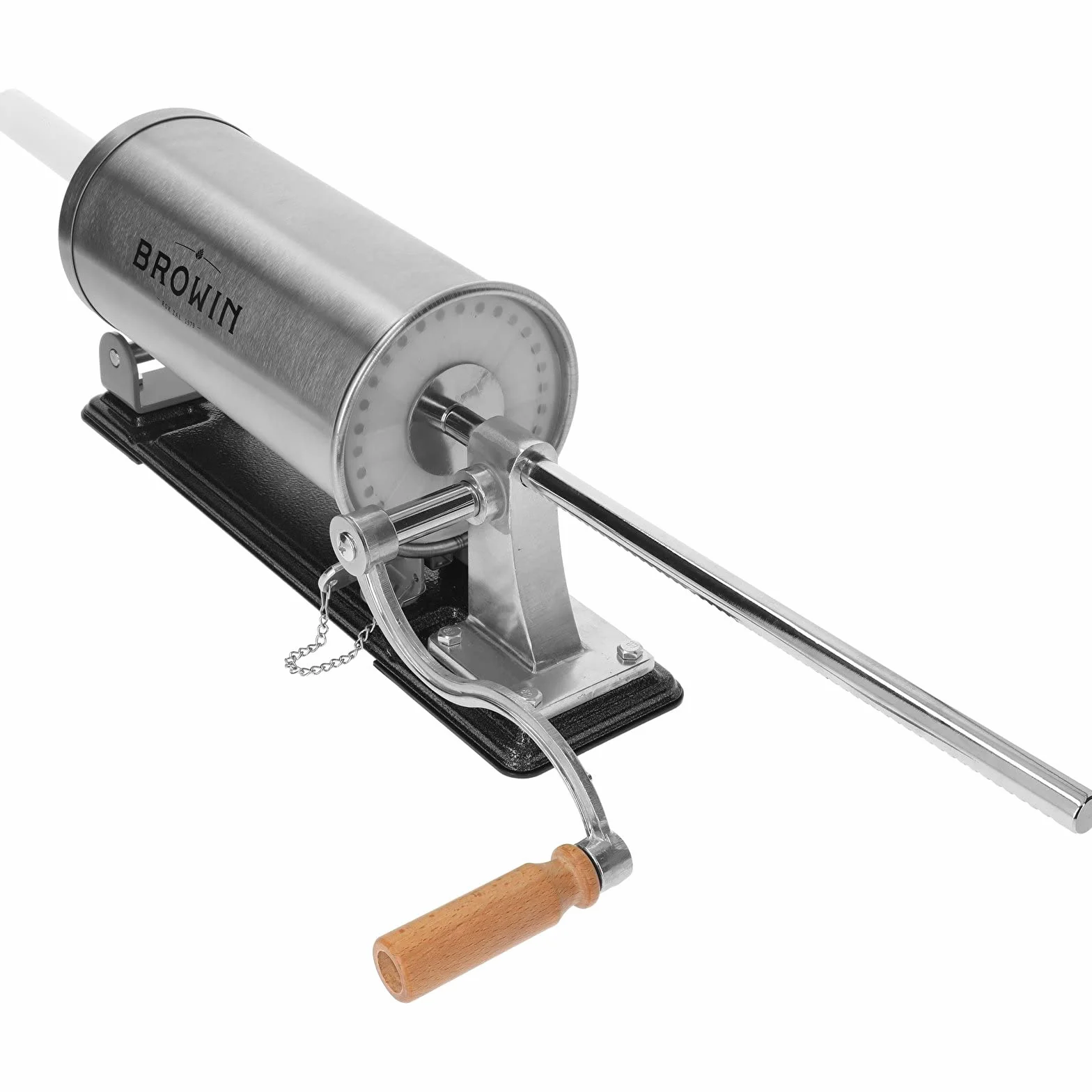 Browin 311003 Embutidora horizontal de salchichas 3 kg, Embutidora manual para salchichas, menudos, Máquina de picar carne, acero inoxidable