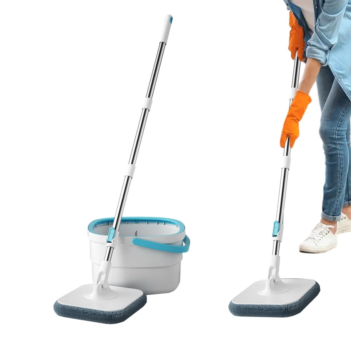Fregona Y Cubo Utensilios De Limpieza Del Hogar Para Suelos | Juego De Fregona Cubo Y Escurridor Para Dormitorio, Comedor, Cocina, Baño, Estudio Y Para Suelos De Madera Dura