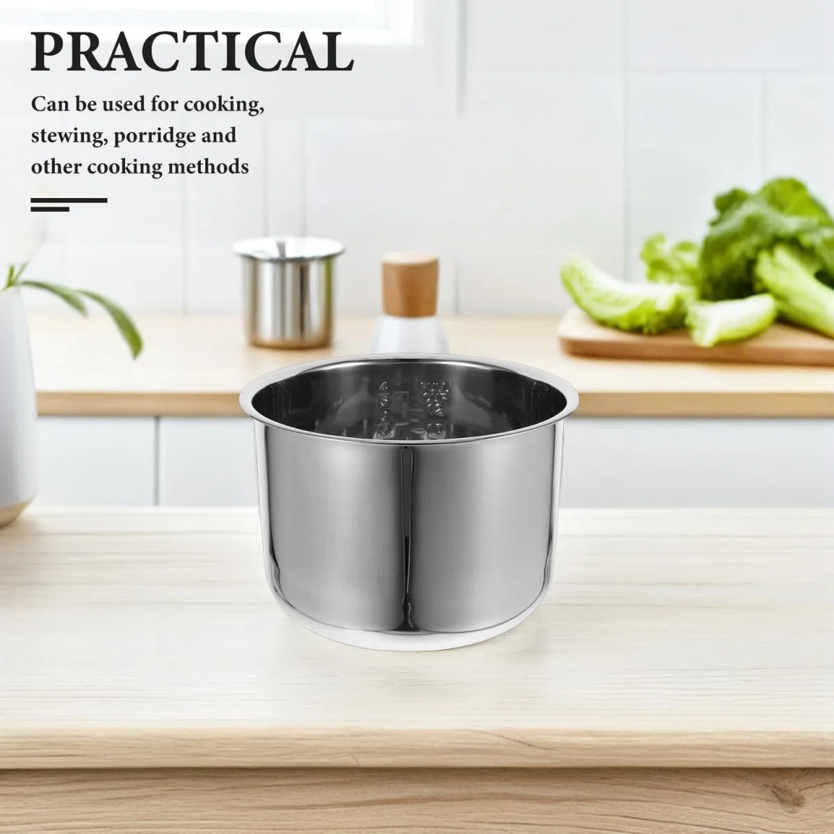 Zerodeko Olla Interior Acero Inoxidable 9.44X9.44X6.29In Repuesto Universal Para Arrocera 6L Compatible Cocina Familiar Vapor Hervir Gachas