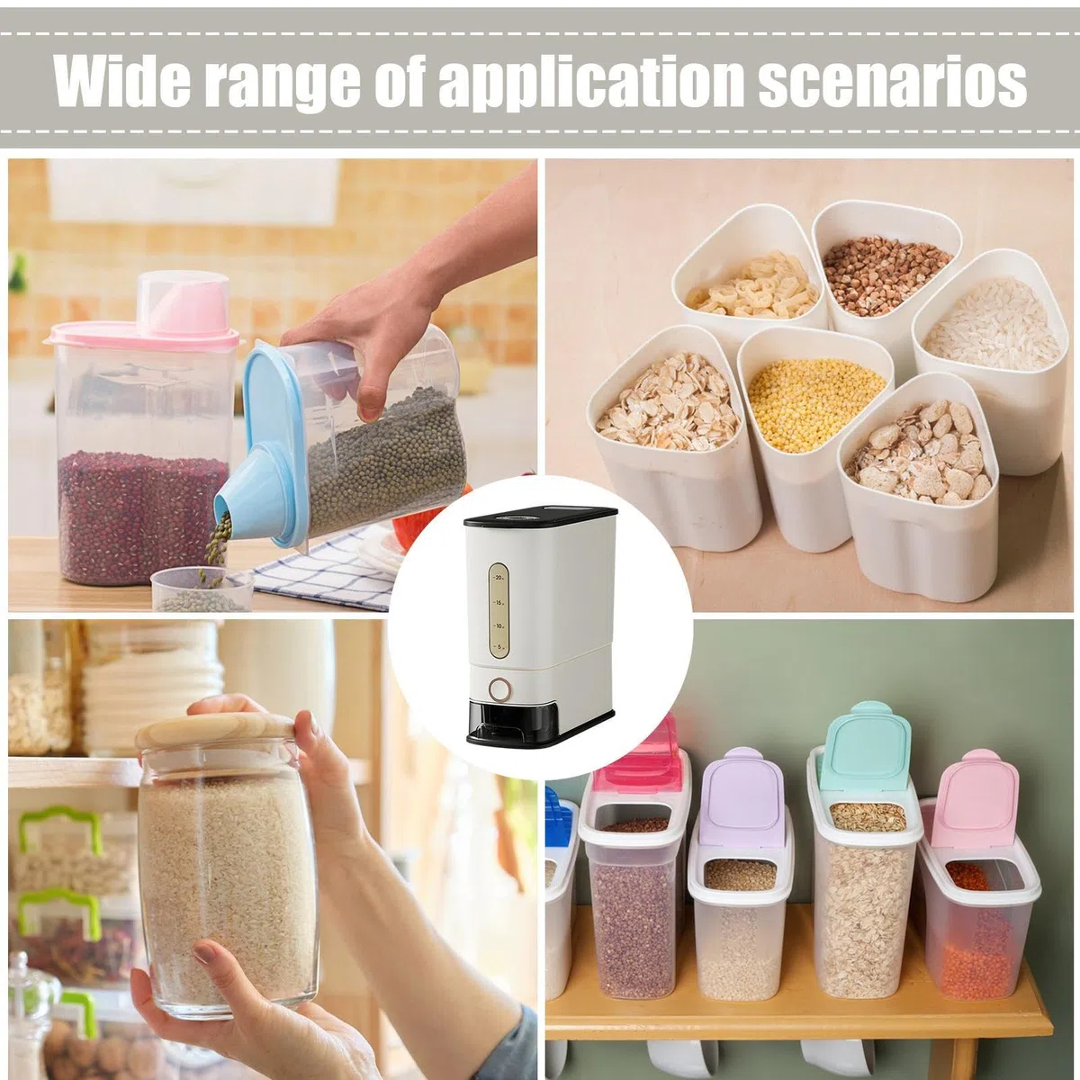 Envase Para Granos Con Tapa 24 Litros Gran Capacidad Conservación Por | Contenedor Para Arroz Para Familia Hogar Cocina Interior Encimera Almacenamiento