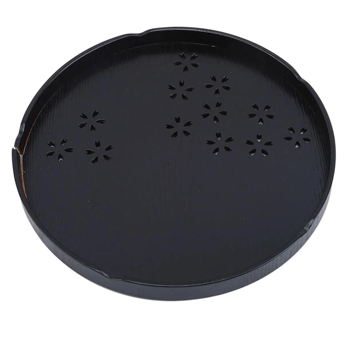 Bandeja Bandeja Redonda de Madera Maciza for Servir té y café, Aperitivos y Comidas, Plato for Restaurante, bandejas for Cocina, Bandeja de Madera for Comida y té(Black)