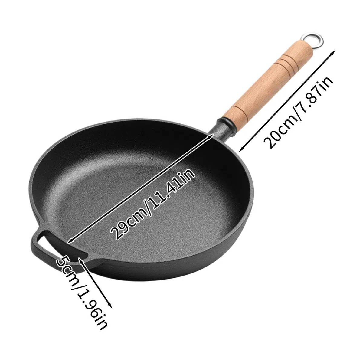 Genérico Sartén Hierro Fundido Con Tapa Olla Portátil Con Mango De Madera | Plancha Grill Cocina Para Sellar Hornear Cocinar Acampar Cocina Hogar Tortilla Pescado Huevos Panqueques