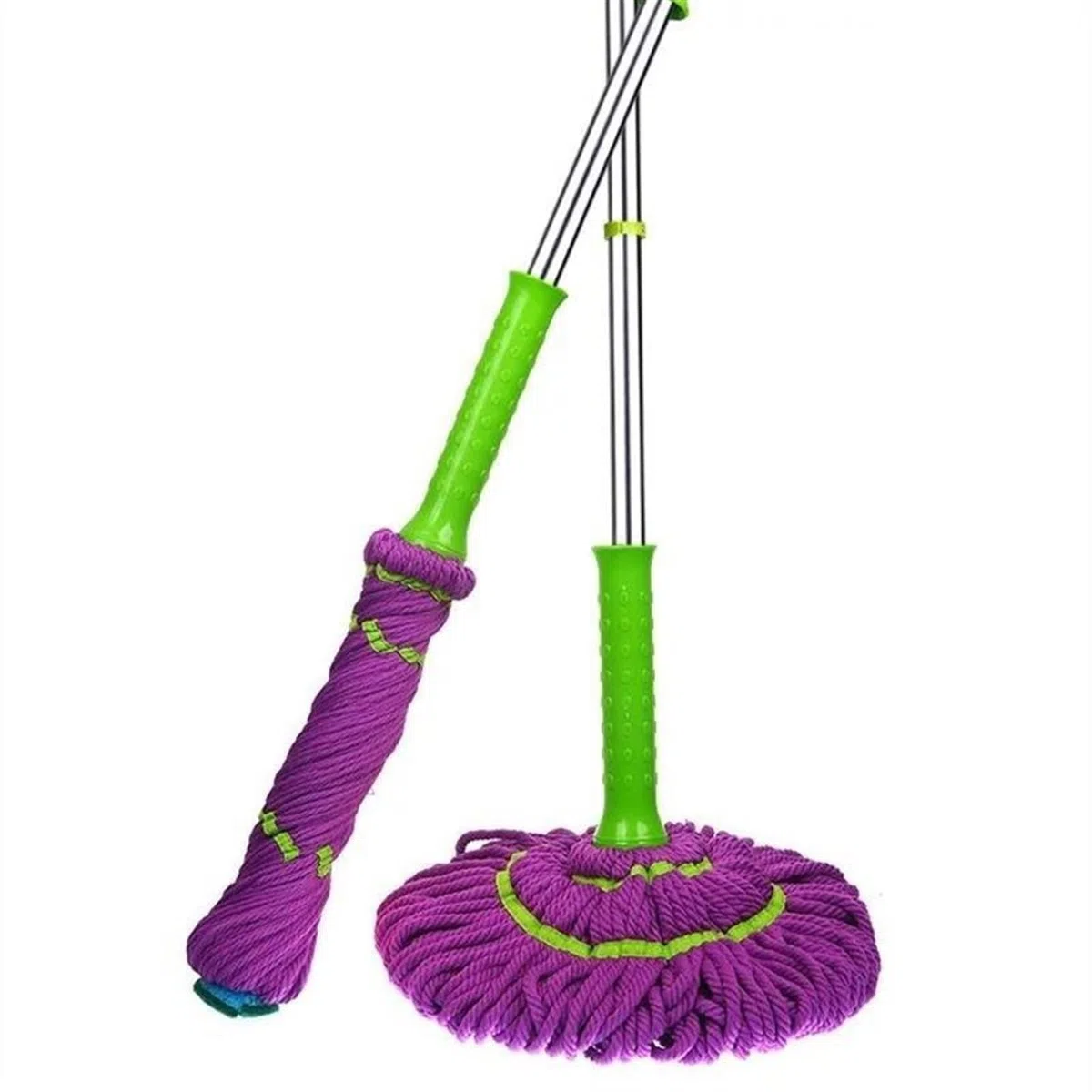 TOMYEUS Frife de Limpiador de Pisos con 2 Cabezas Reutilizables, Fácil retorcimiento de trapeador de Giro, trapeadores Secos y húmedos for Madera Dura, Tirar Azulejos de Limpieza de Microfibra.
