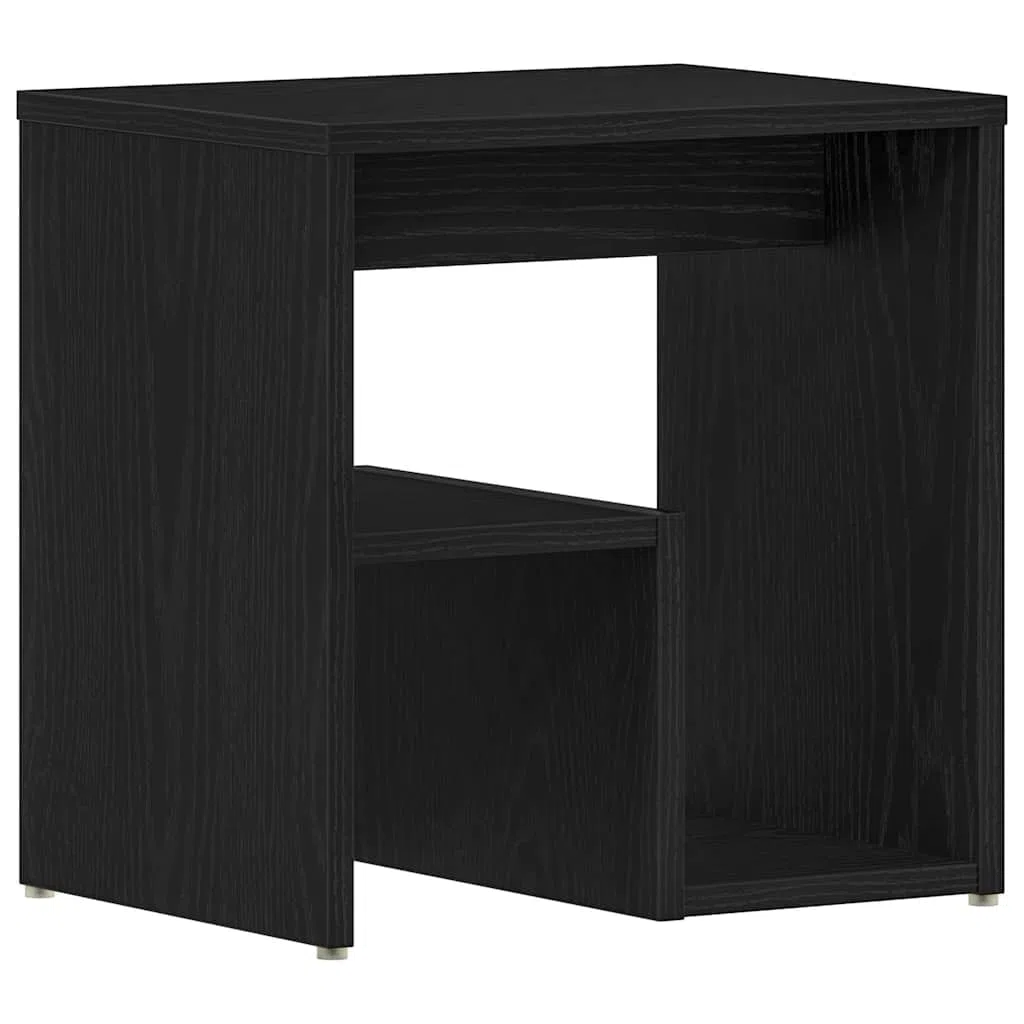 Juego de 2 mesitas de noche en imitación de roble negro, 40 x 30 x 40 cm, de madera con diseño rústico y práctico espacio de almacenamiento para dormitorio