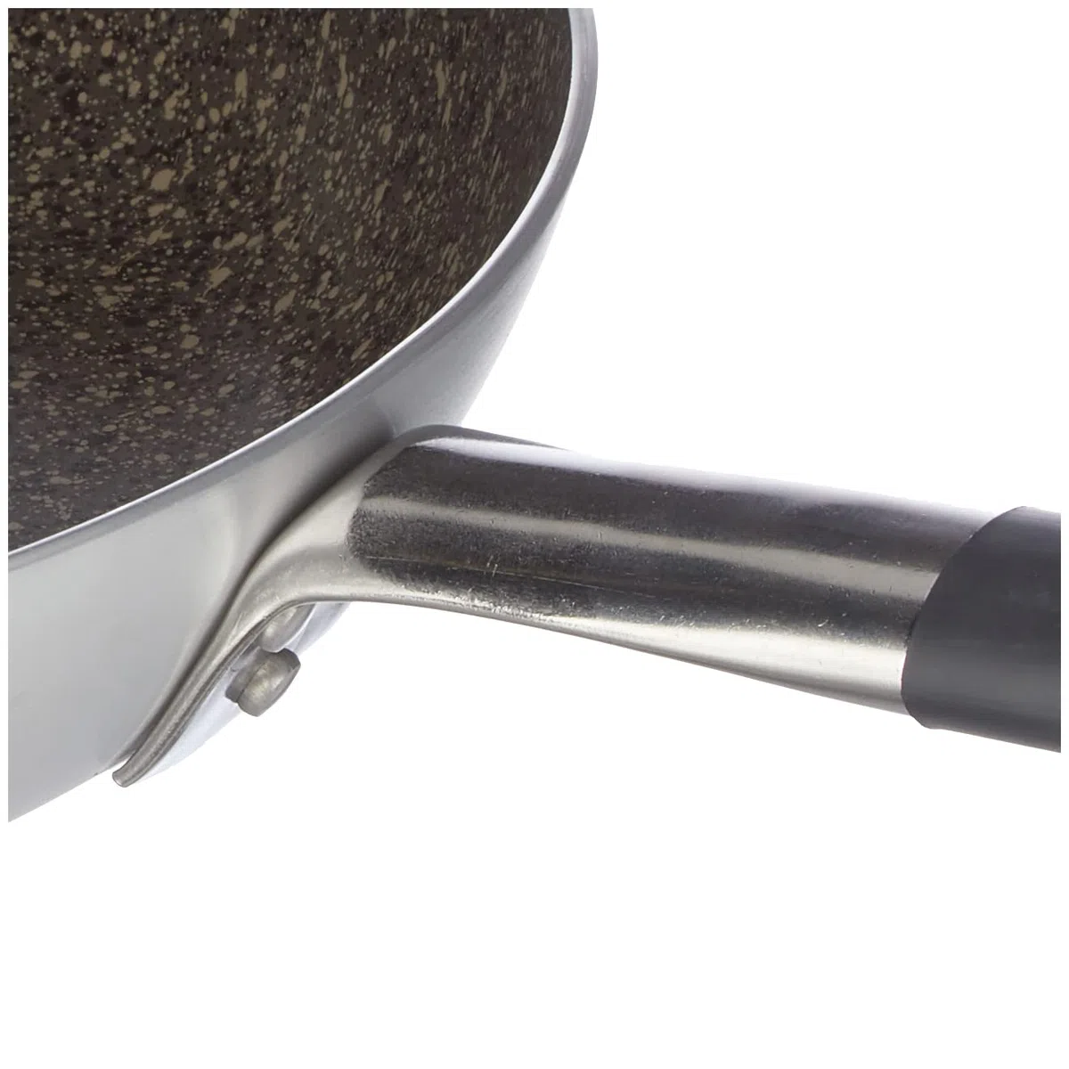 Pentole Agnelli ALSA111BBINF36 Sartén de aluminio avellanado bajo infinito, con mango tubular de acero inoxidable "Cool", plateado, 36 cm