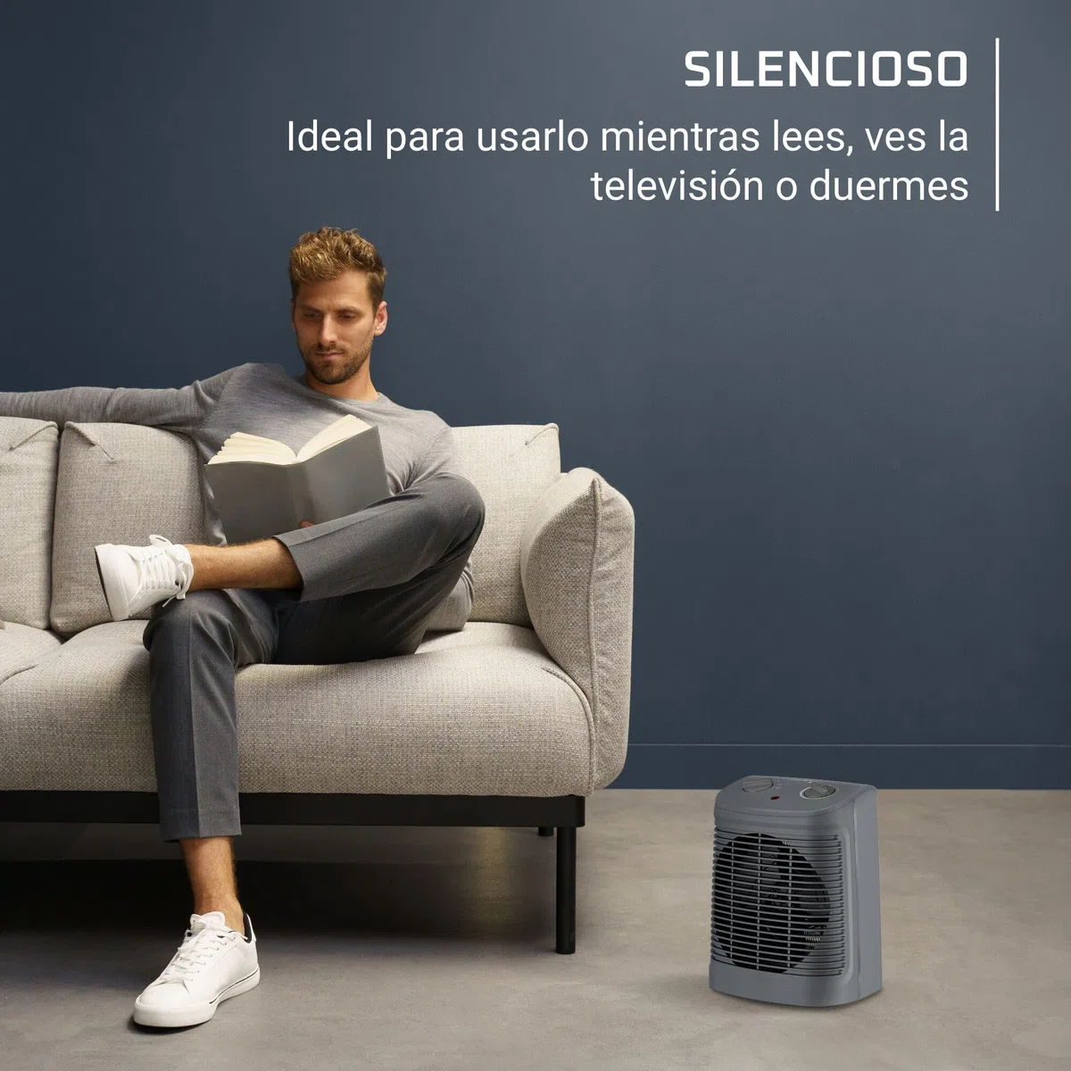 Rowenta Comfort Compact - Calefactor bajo consumo 2000 W, 2 velocidades, termostato mecánico función anti-heladas, Silence 44 dBA, modo Eco, ventilador aire frío, fácil transporte, SO2320