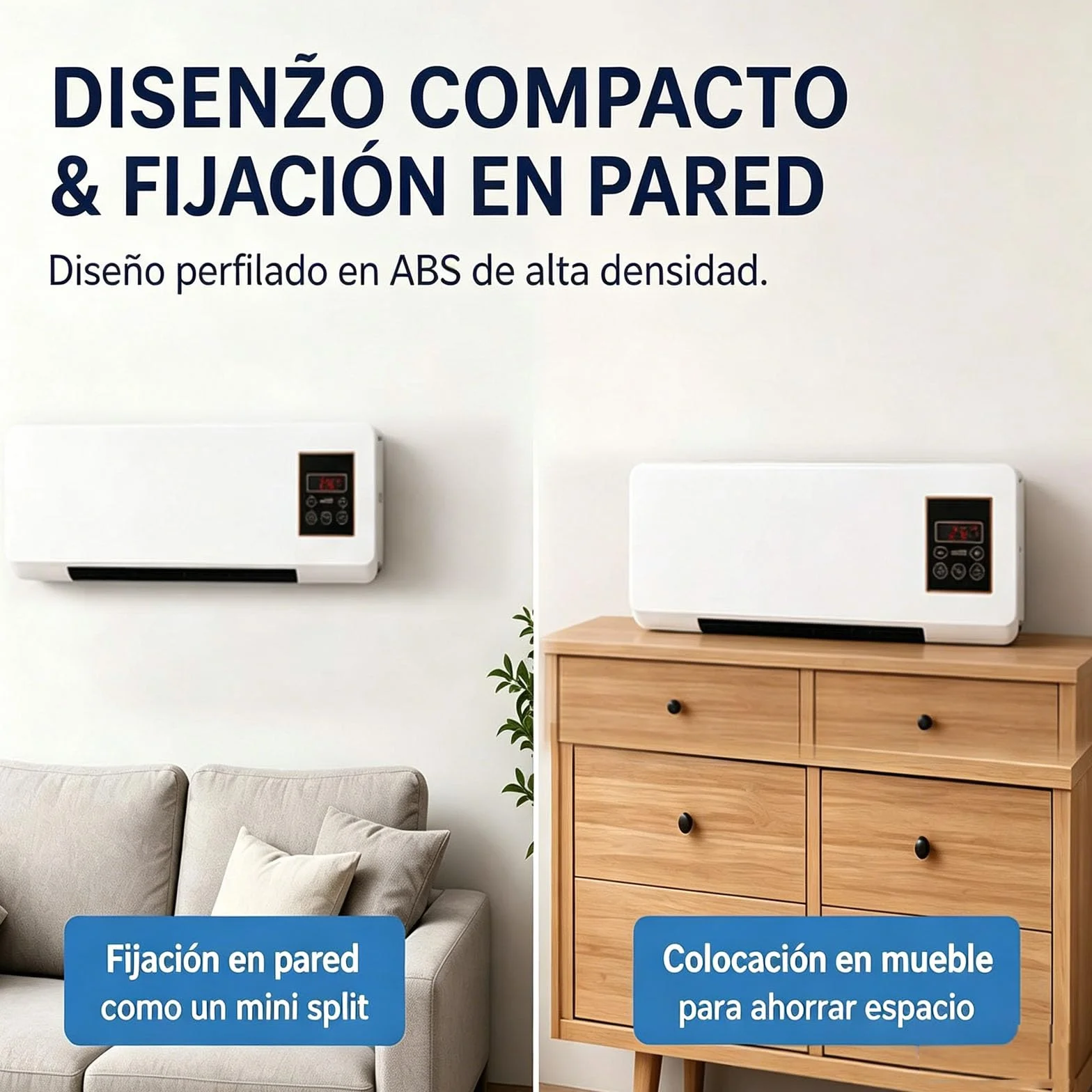 Aire Acondicionado Pared Sin Unidad Exterior, Aire Frio Calor Sin Unidad Exterior, CalefaccióN/Aires Acondicionados RáPido Y Natural SúPer Silencioso (Blancas)