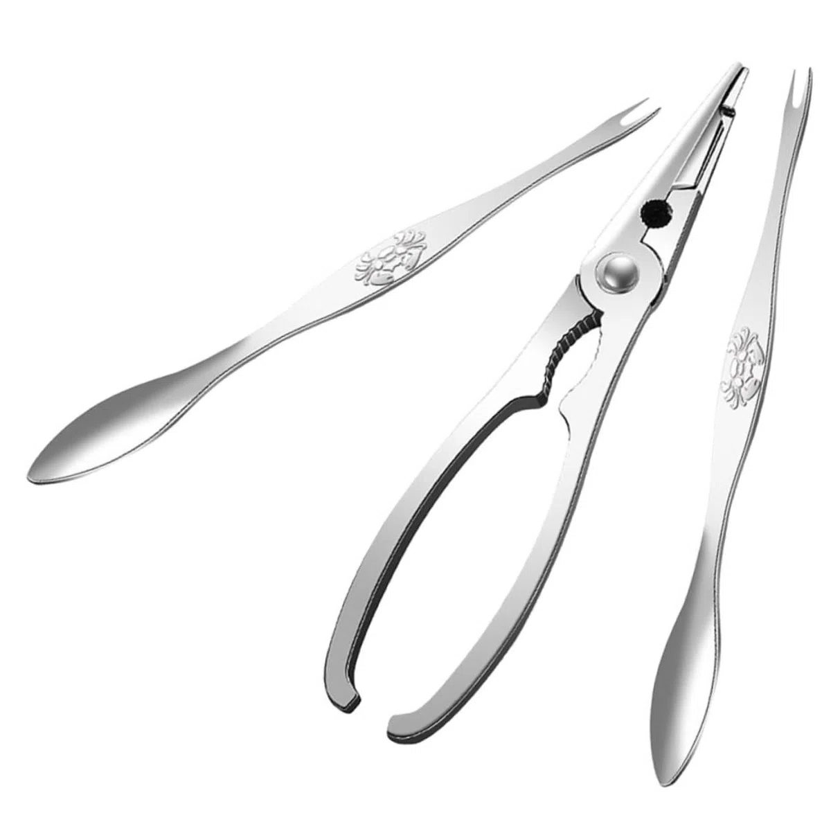 Cabilock 3 Juegos Tenazas De Cangrejo Herramientas para Patas De Cangrejo Suministros para Fiestas De Hervir Mariscos Galletas De Marisco y Herramientas Silver Acero Inoxidable
