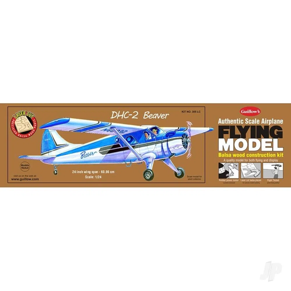 Guillow's DHC-2 Beaver 305 Powered Balsa Flying Model Kit