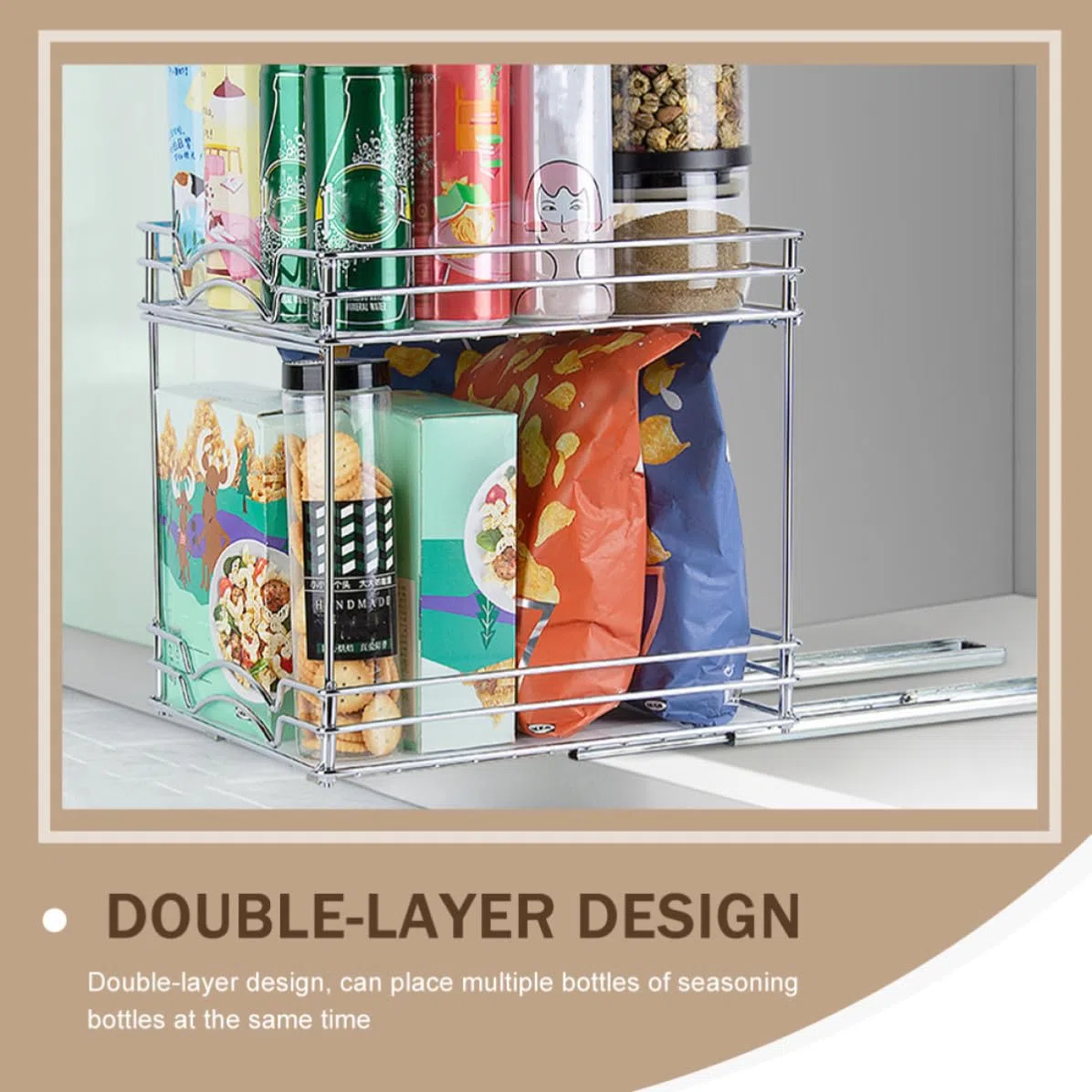Estante Doble Soporte para Botellas de Condimentos para Especias de Cocina de Metal Diseño Vertical para Optimizar Espacio en Cocina Pequeña