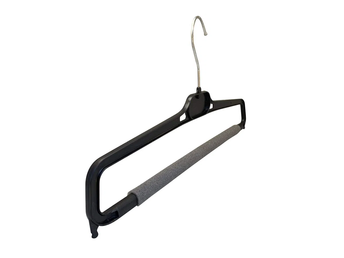 Kiroplast Perchas para Pantalones Perchas de Plástico Antideslizantes para Ahorrar Espacio 38cm (100, Negro)