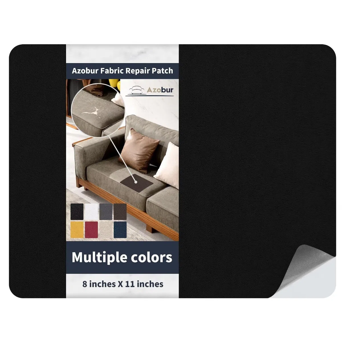 Parche de reparación de terciopelo, autoadhesivo de tela de franela, multicolor disponible en piel antiarañazos, 20 x 28 cm, para sofás, asientos de coche, bolsos de mano, chaquetas (negro)