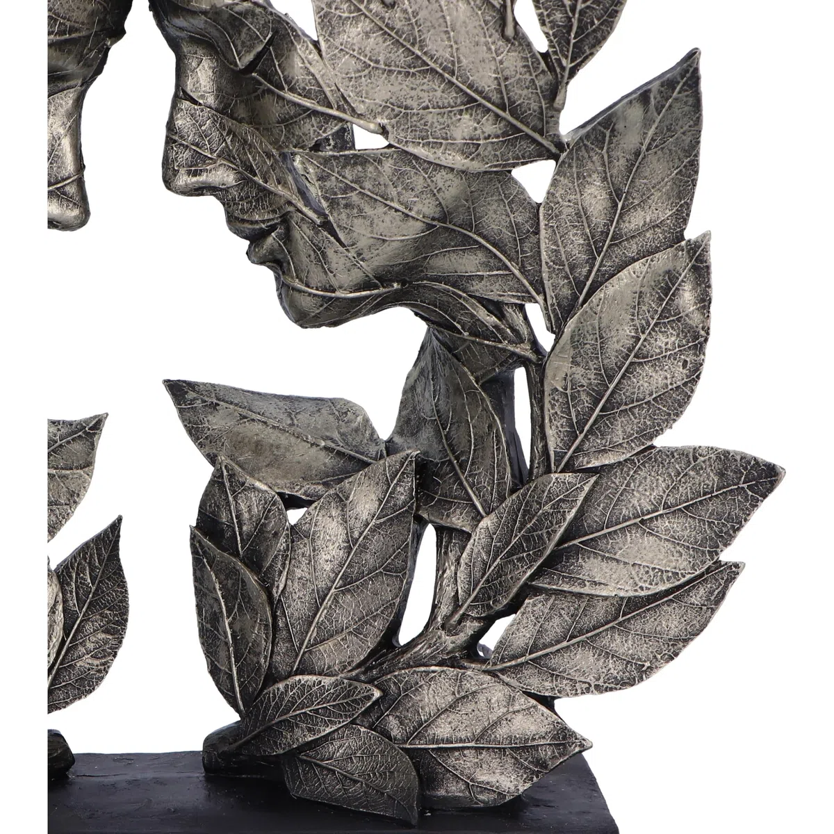 Nemesis Now Natural Emotion – Amor 31 cm, Resina, Plata, Cabezas Tocando Hojas, Escultura, Boda o día de San Valentín, Ideal para los Amantes de la Naturaleza y el Arte, Fundido en la Mejor Resina, | Resina, escultura de hojas tocando cabezas, regalo de b