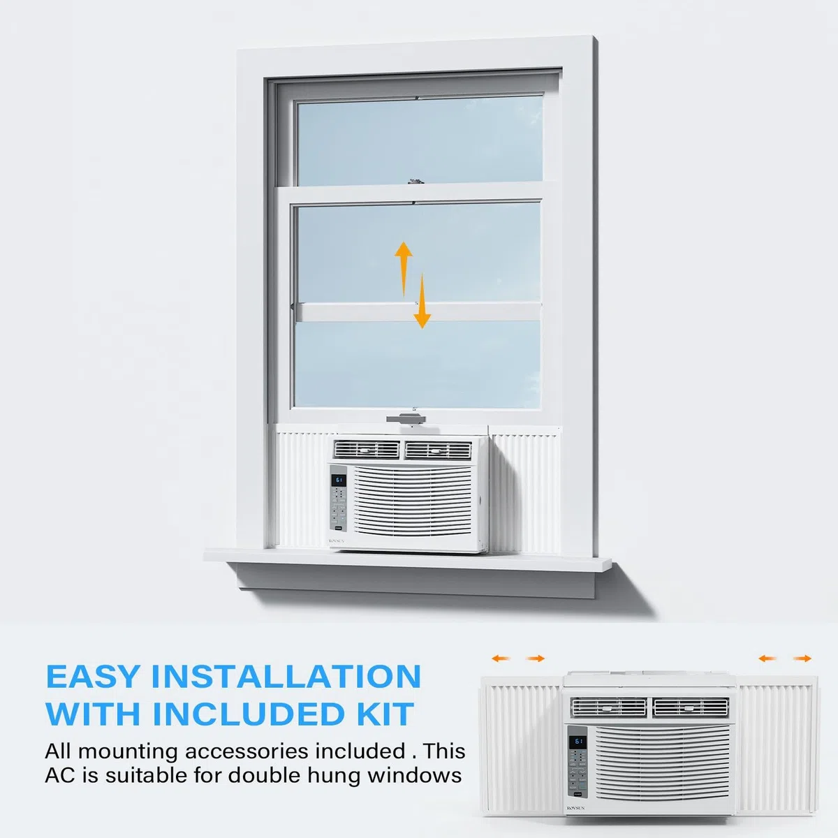 ROVSUN Aire acondicionado para ventanas, 6000 BTU, control remoto y temporizador, ideal para habitaciones de hasta 250 metros cuadrados, 110 V/60 Hz, blanco