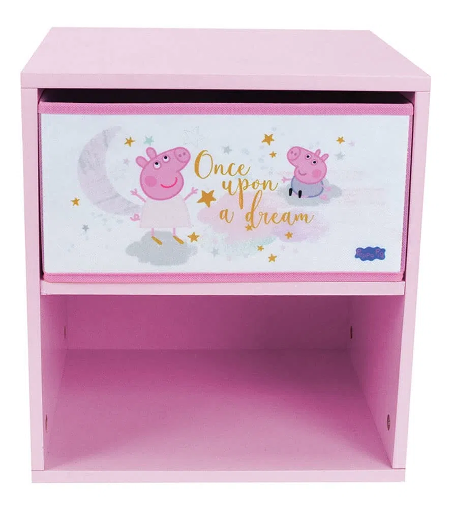 Fun House Infantil 713497 Peppa Pig - Mesita de Noche con cajón H.36 X L. 33 x 30 cm, Color Blanco