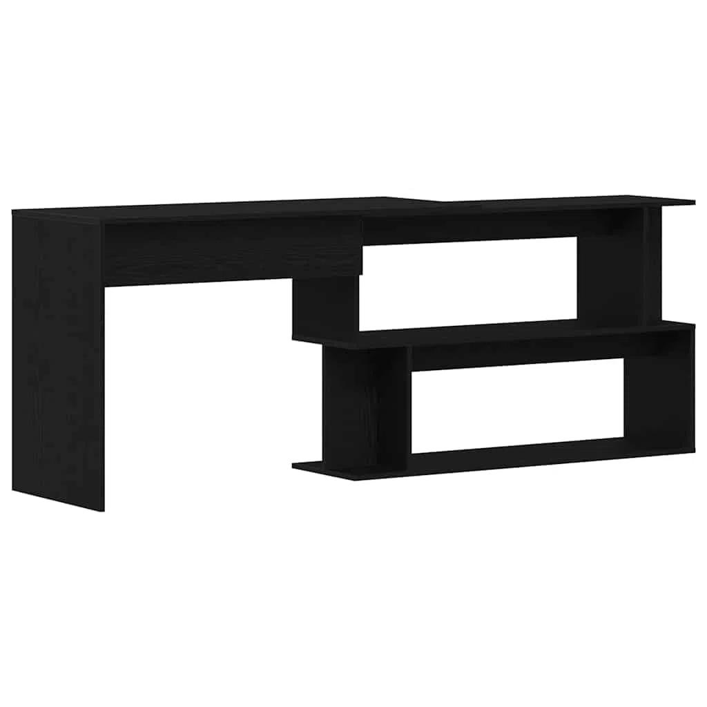 Escritorio de madera de roble negro, 200 x 50 x 76 cm, mesa de ordenador para oficina en casa, estudio, con amplia superficie de trabajo y moderno mobiliario de oficina