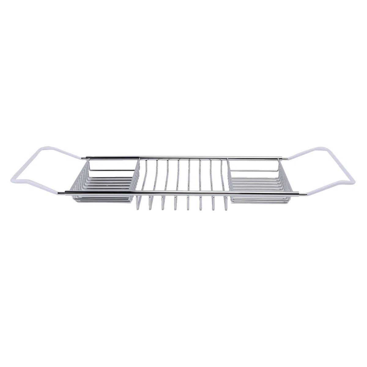 Bandeja de Bañera de Acero Inoxidable Expandible, Caddie de Bañera de Ducha con una Solución de Almacenamiento Eficiente para Elementos Esenciales del Baño, Elegante (Silver)