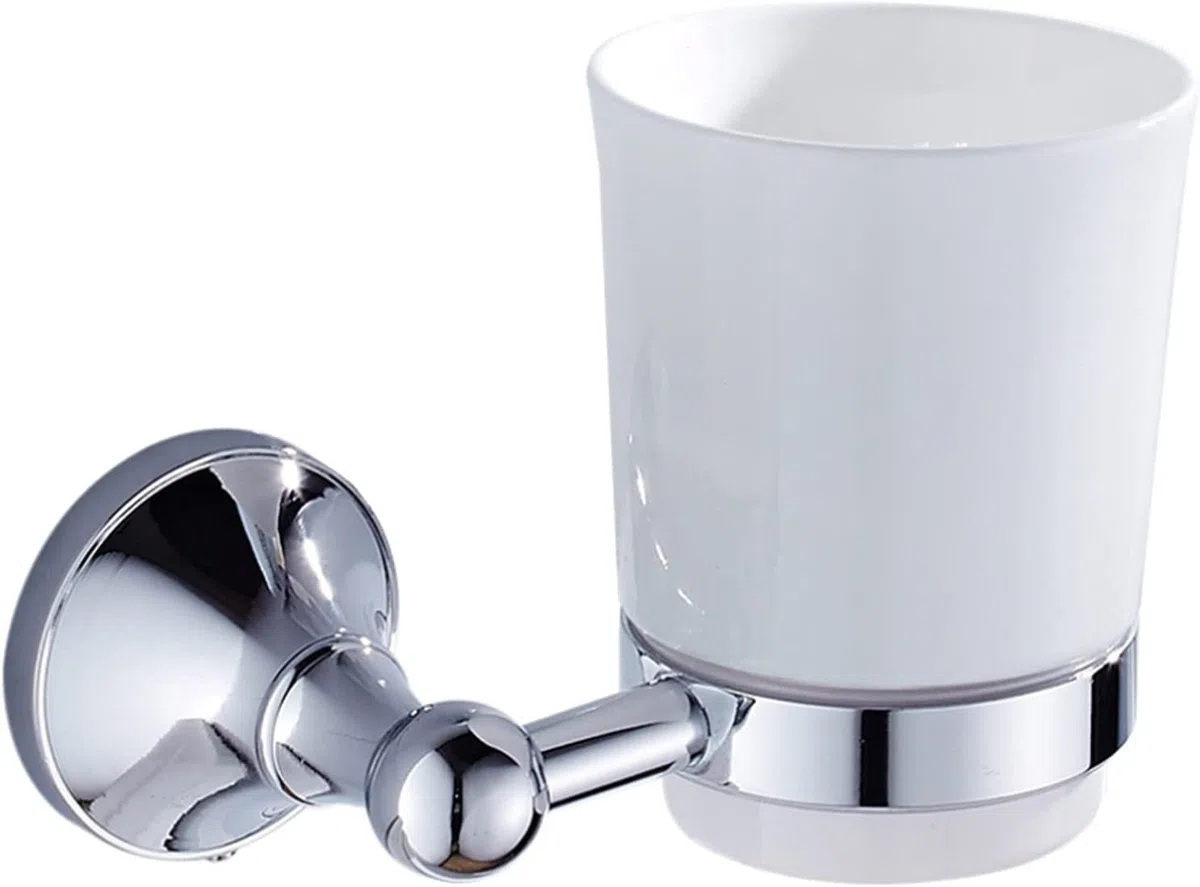 Portavasos para cepillos de Dientes， Soporte Moderno for Cepillo de Dientes Plateado Brillante con Taza de cerámica, Accesorios de baño de latón for Montaje en Pared, perforación(Bronze)