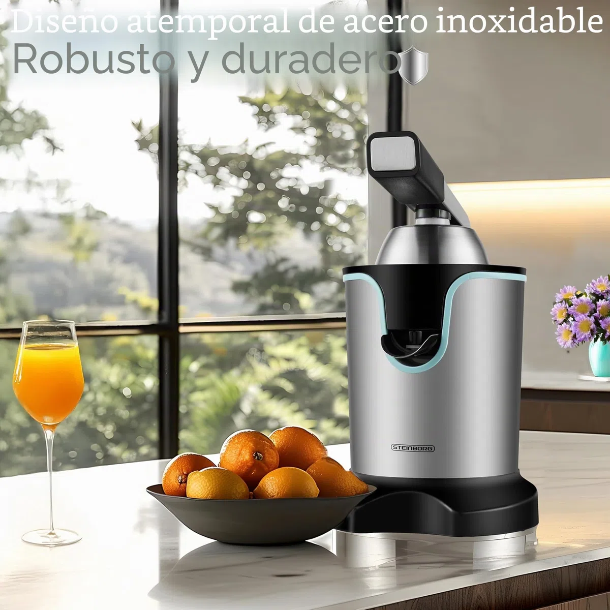 Exprimidor eléctrico de cítricos, 800 W, motor Longlife, de acero inoxidable, exprimidor eléctrico, de arranque automático, apto para lavavajillas, exprimidor de frutas, exprimidor de cítricos