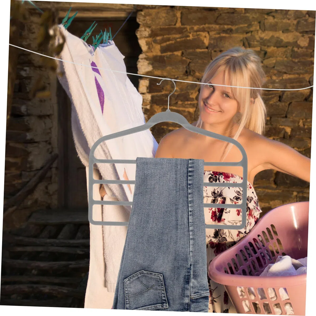 SOLUSTRE Perchas Ahorro Plástico Piezas Multicapa 10 para Gris Pantalones Antideslizante de Resistente Espacio Organizador para Ropa, Bufandas y Corbatas Doméstico para Armario