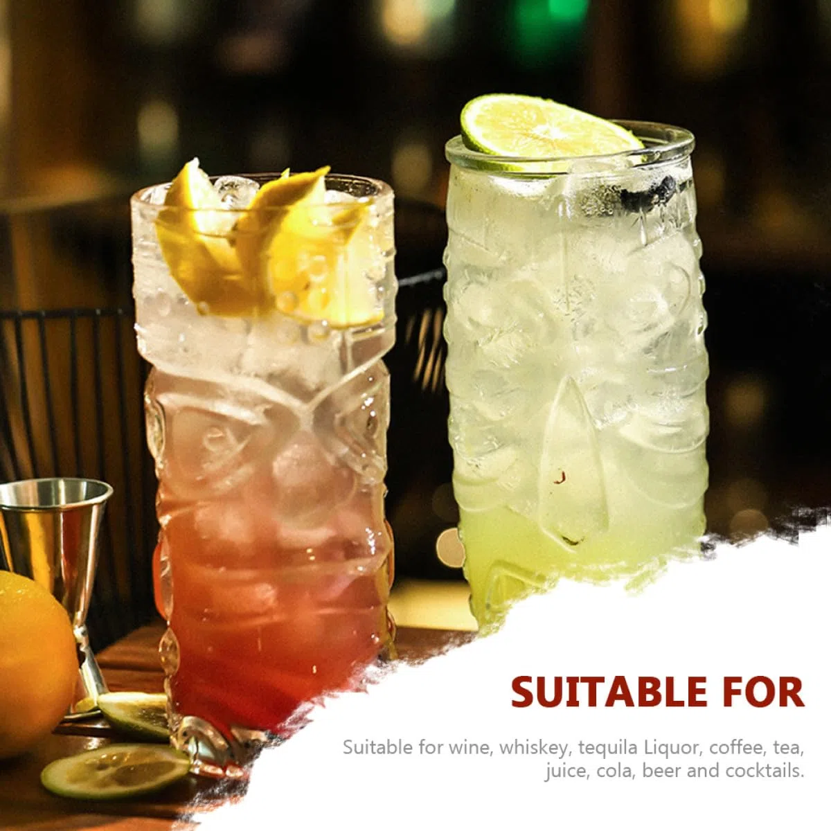 Zerodeko 2 Tazas de Vidrio Transparente Diseño de Rostro Creativo, Copas de Vino Modernas para Fiestas y Bar, Vaso para Beber Tótem de Personalidad, Aptas para Hogar y Reutilizable