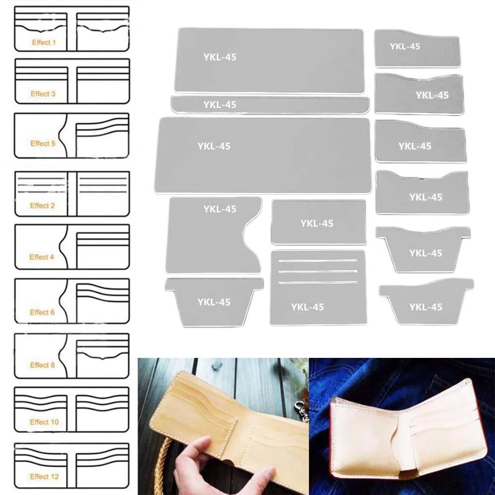 SMTHOME - Plantilla de dibujo con patrón de billetera de acrílico transparente, 13 unidades