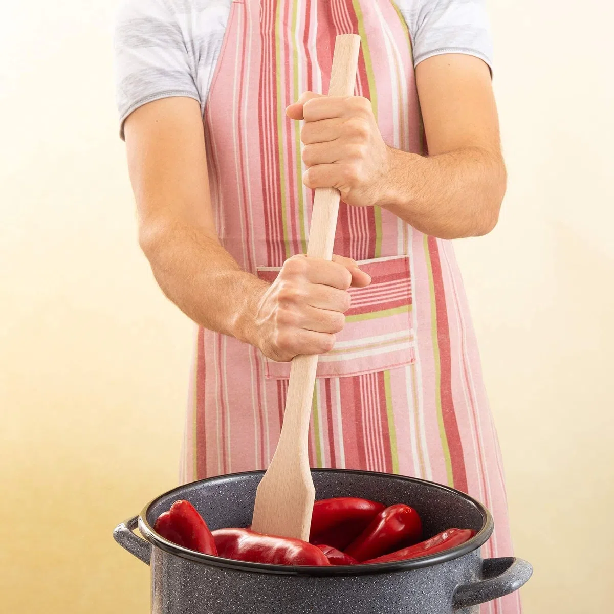 Espátula de madera grande de 32 pulgadas para cocinar, volteador de madera natural de mango largo, resistente al calor, antiadherente, seguro, espátula plana de madera para freír, voltear