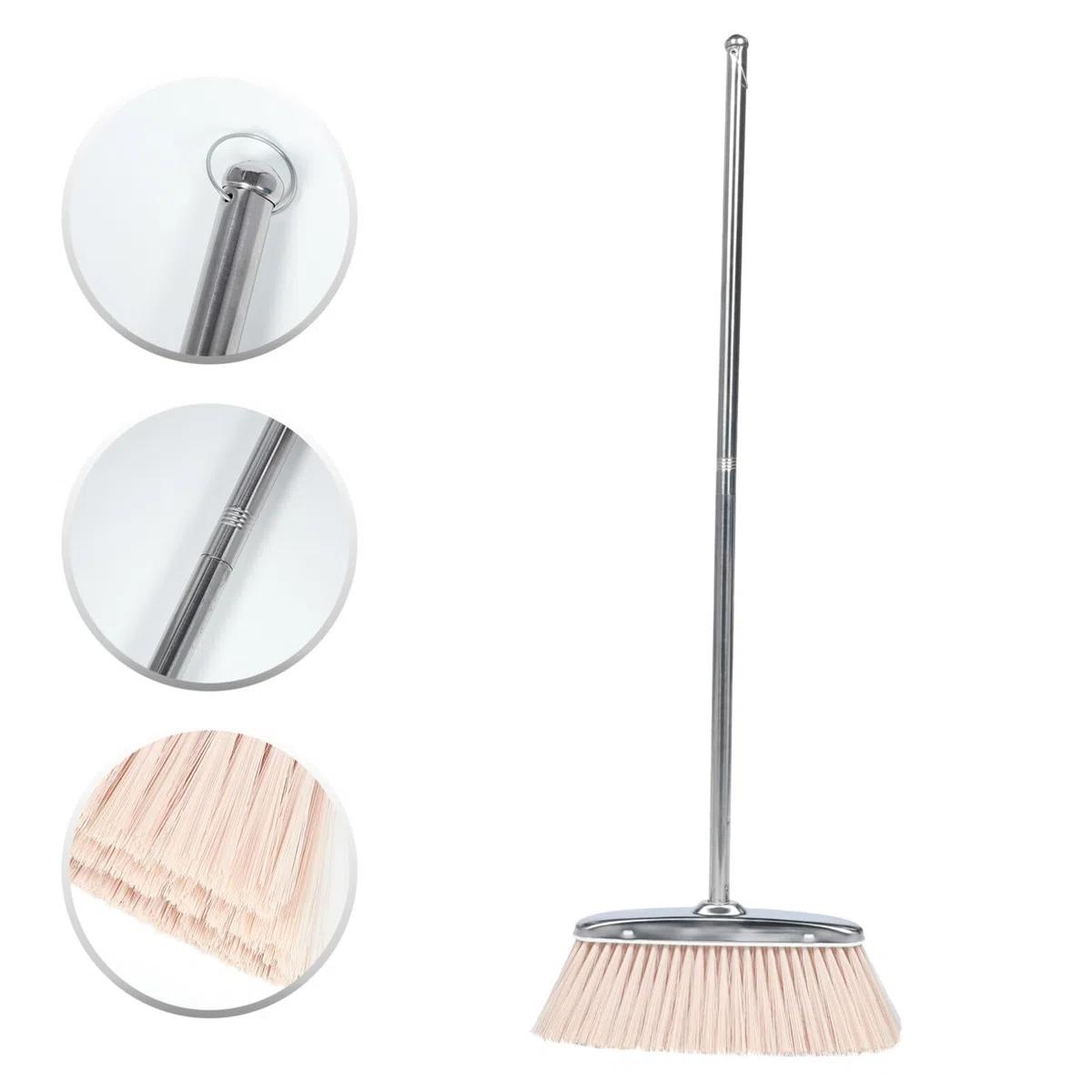 Happyyami Recogedor de Basura sin Agacharse de Acero Inoxidable Plata | Nylon, para Armario y Suelo, Limpieza de Tejidos sin Desprender Fibras, Uso Doméstico