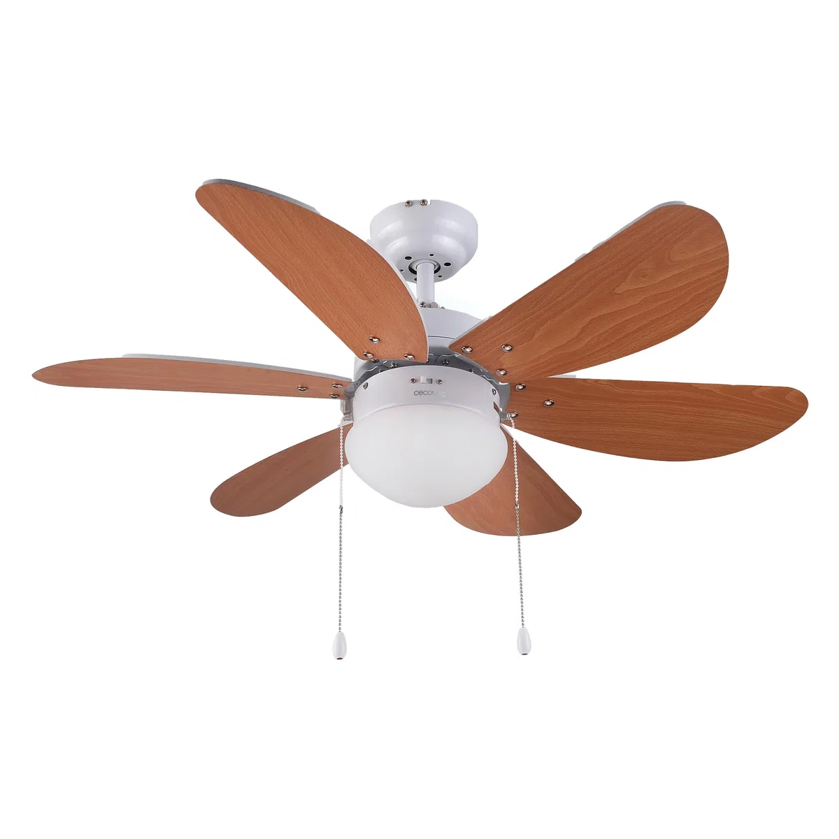 Cecotec Ventilador de Techo con Luz EnergySilence Aero 360. 50 W, Bajo consumo, 91 cm de Diámetro, 6 Aspas Reversibles, 3 Velocidades, Función Invierno, Acabado en blanco/madera, Bombilla No Incluida