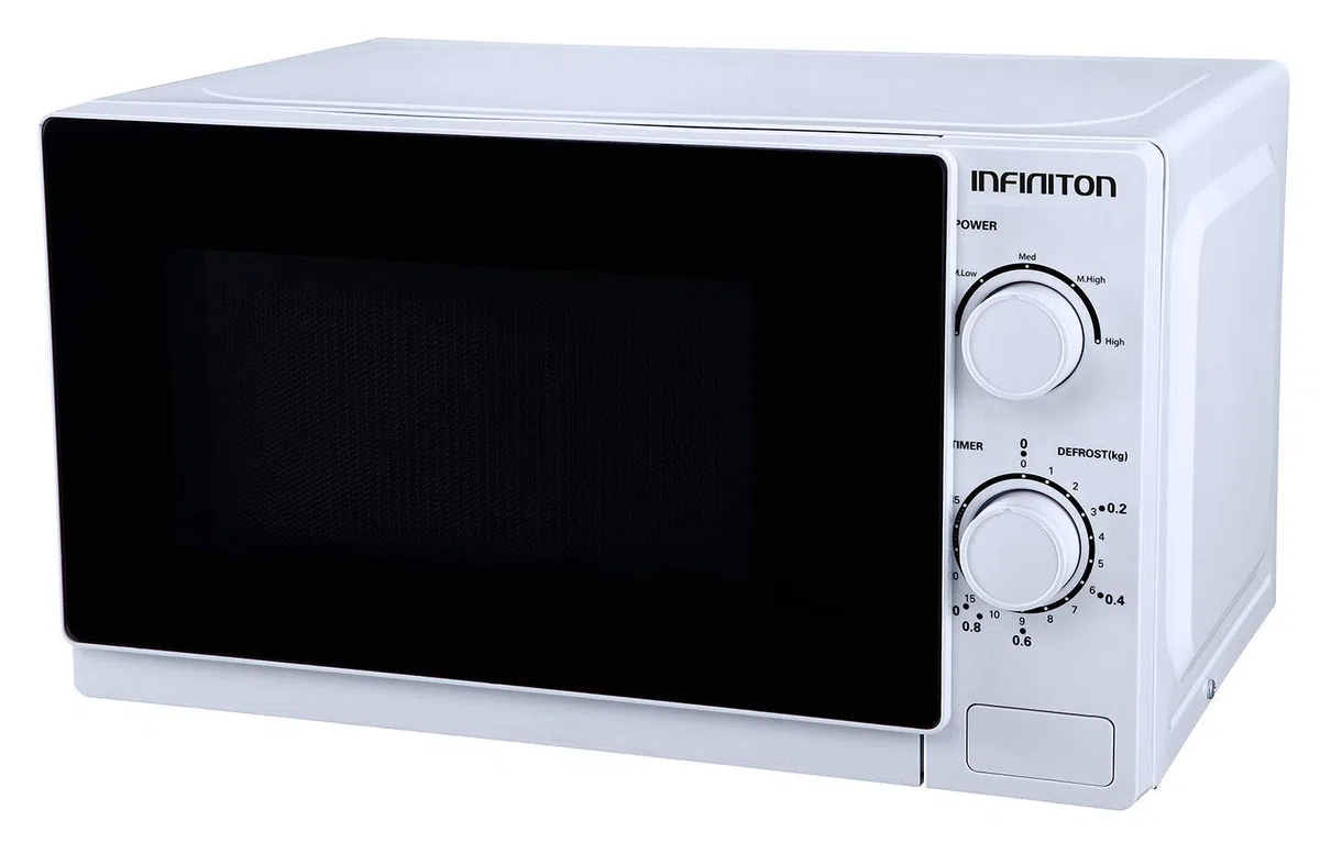 Microondas Infiniton MW-0115 – 20 L, 700 W, 5 niveles de potencia, Temporizador 35 min, Plato 25,5 cm, Blanco