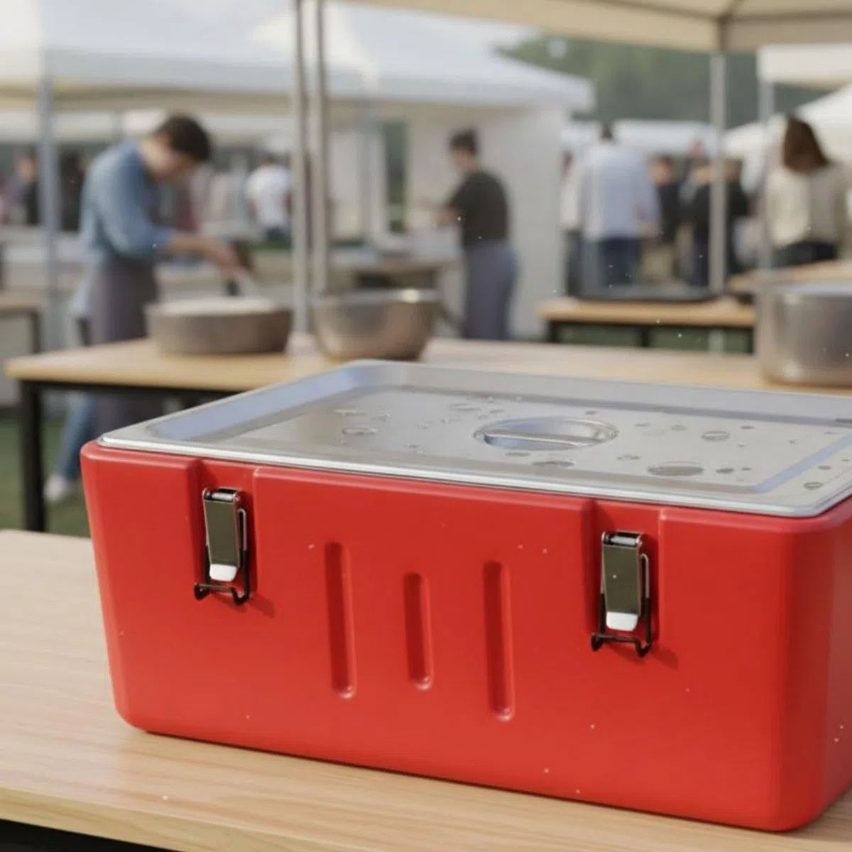Contenedor Isotérmico 3 Compartimentos Gran Capacidad Calentador de Alimentos Portátil para Restaurantes, Ocasiones, Picnic