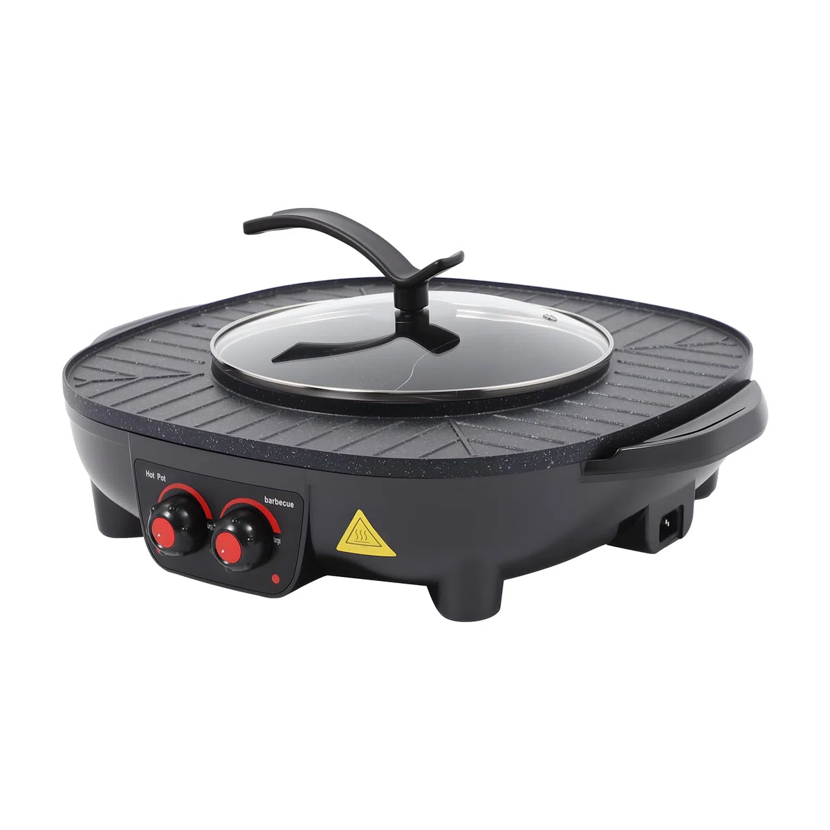 2 en 1 Barbacoa Eléctrica y Olla Caliente, Parrilla Multifuncional sin Humo para Interiores con Temperatura Ajustable, Para BBQ Coreano, Fondue, Shabu-Shabu, Cocina para Fiestas Familiares