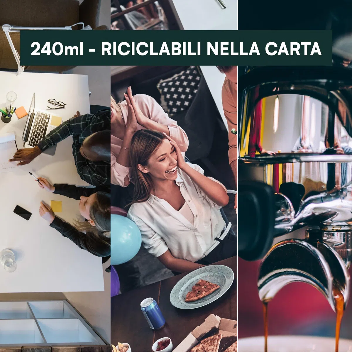 Baciato Caffè 800 vasos de papel color habana 240 ml ecológicos biodegradables desechables Made in Italy para llevar bebidas calientes y agua – Fabricado y envasado en Italia