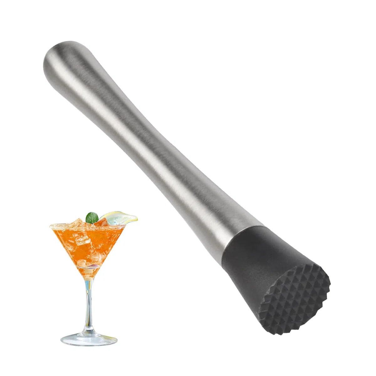 Hielo de acero inoxidable, trituradora de hielo mezclador para cócteles de menta profesional Bartender herramienta esencial, cómoda y resistente trituradora de patatas