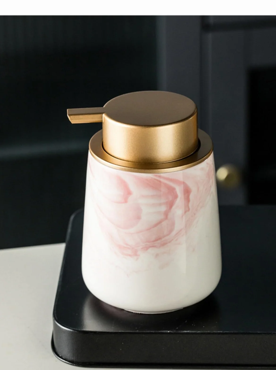 Juego de accesorios de baño de mármol de cerámica, soporte para cepillos de dientes, vaso, jabonera, dispensador, decoración moderna de tocador