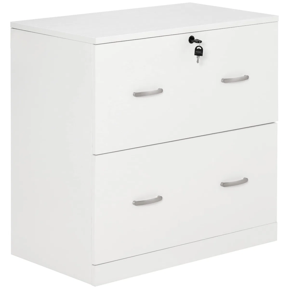 Vinsetto Cajonera de Escritorio con 2 Cajones Cajonera de Oficina con Guías para Carpetas Colgantes para A4 Cerradura y 2 Llaves para Estudio Salón 74x42x72 cm Blanco