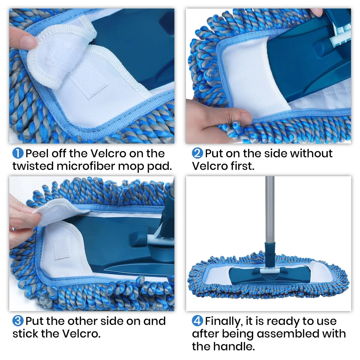 TrueYee Trapeador de polvo para suelos de madera dura con mango largo de 57 pulgadas, mopas húmedas y secas para atrapar pelo de mascotas y polvo, mopas de microfibra para vinilo, madera, azulejos,