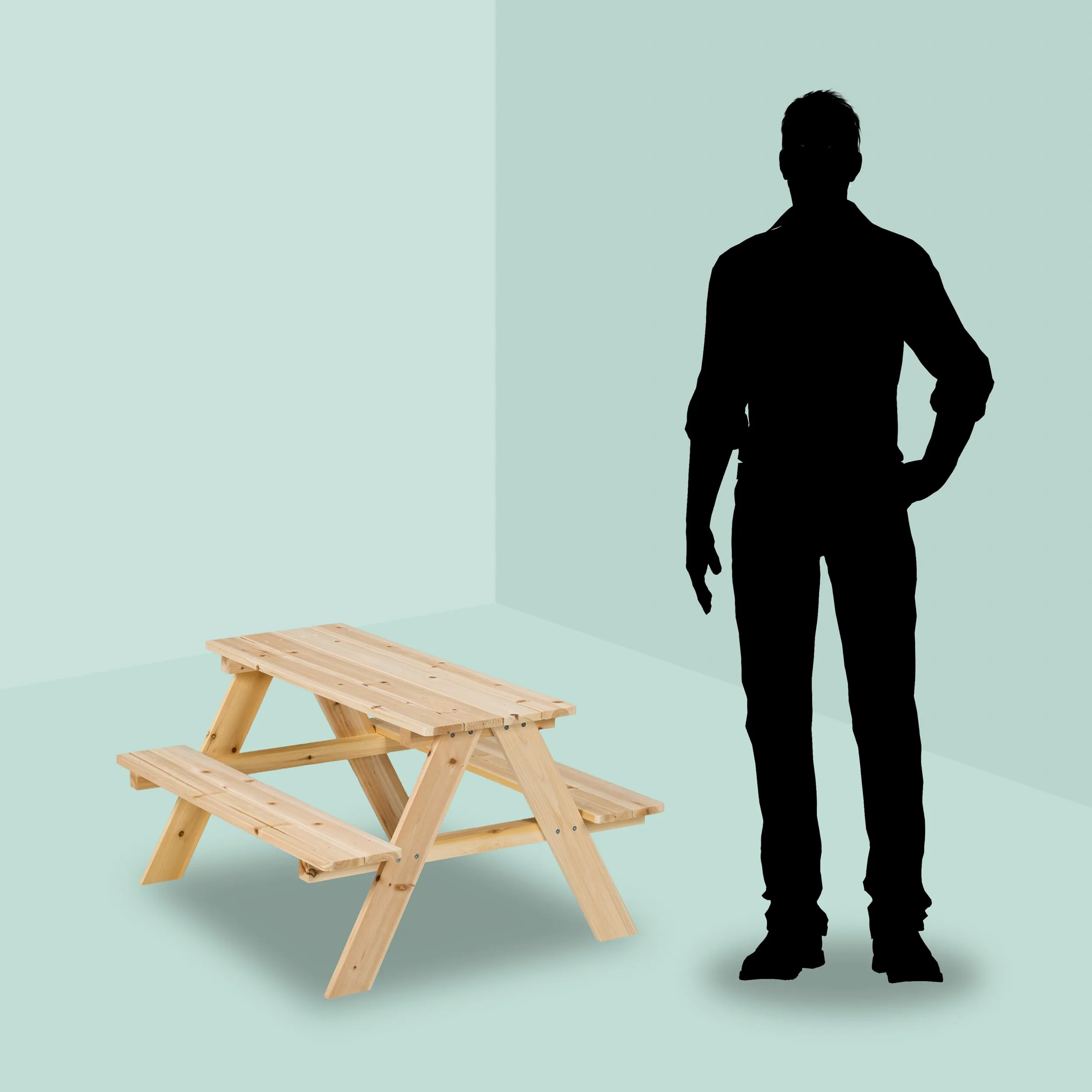 Relaxdays Mesa Pícnic Infantil, Banco Jardín Niños, 51 x 90 x 78 cm, para Jugar, para 4 Infantes, Madera, Natural