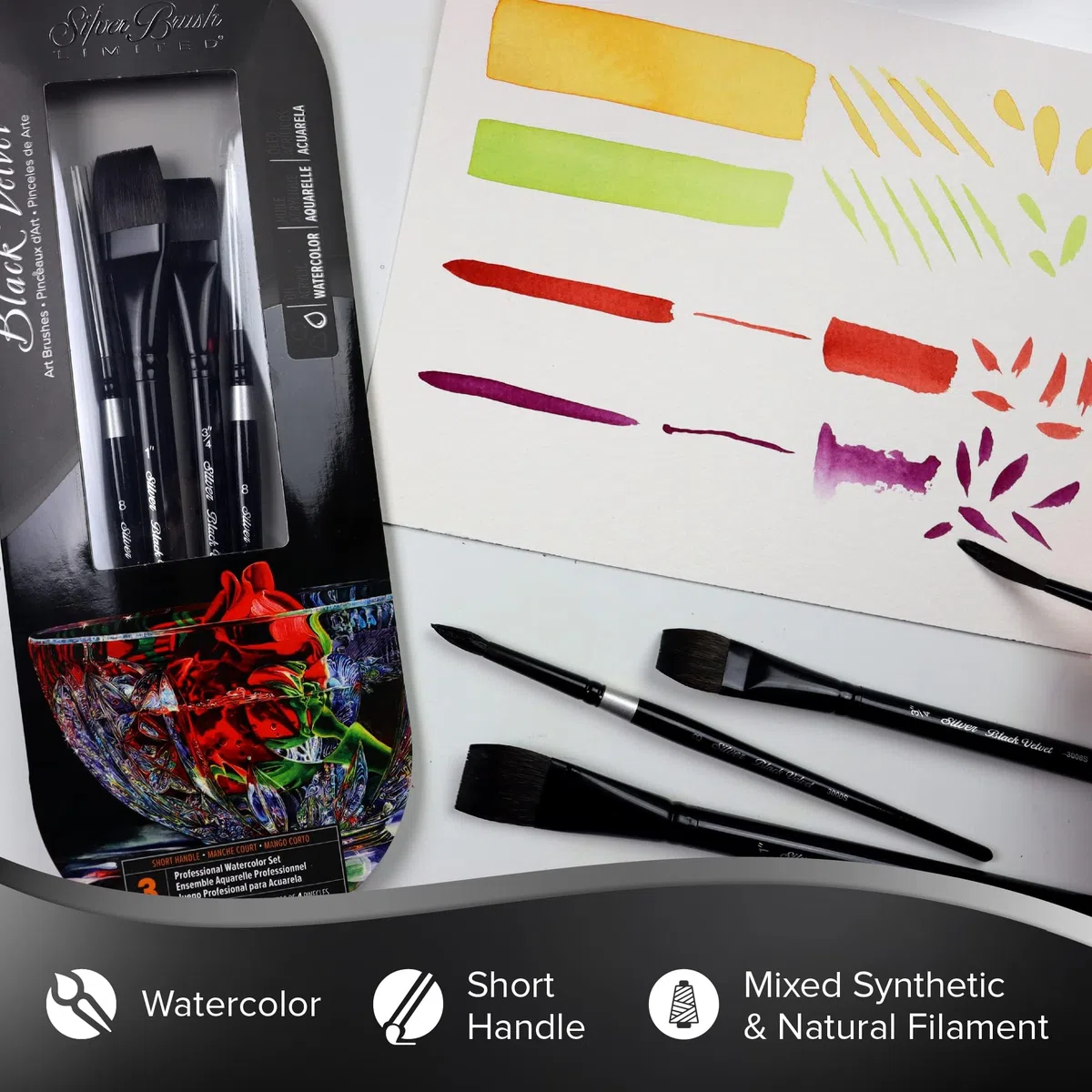 Silver Brush Limited Black Velvet Watercolor Basic Set 4Pcs-