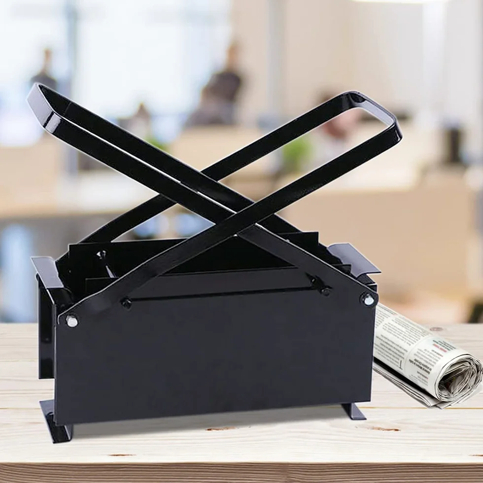 Prensa de papel para briquetas de metal, para hacer briquetas, de madera, 33 x 15 x 13 cm, color negro