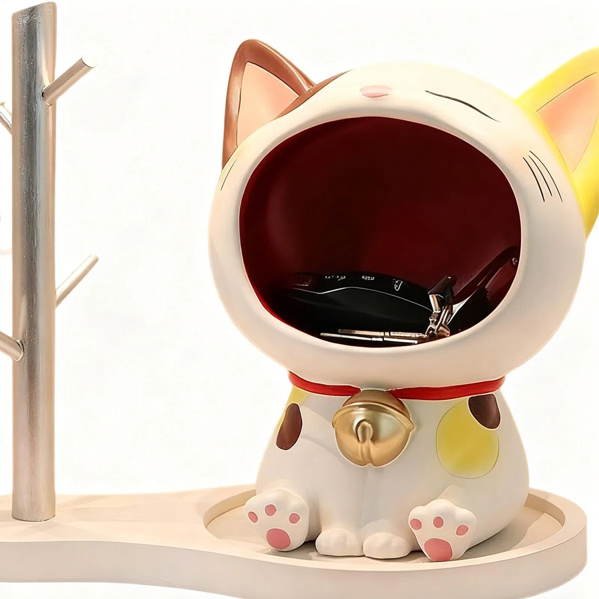 Cuenco Para Caramelos Con Gato Figura De Gato De Pie Estatuilla Escultura | Cuenco Decorativo Para Llaves Y Dulces Decoración Para Entrada, Sala De Estar, Dormitorio O Estanterías De Gabinete