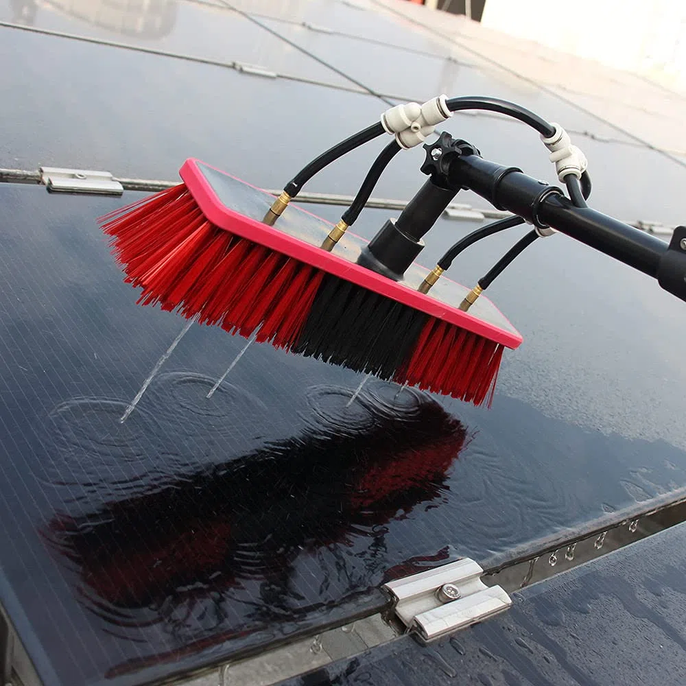 Cepillo de Limpieza para Paneles solares con Mango telescópico, extensión de 6 a 11 m (20 pies a 36 pies), Kit de Limpieza de Ventanas, Herramienta de pulverización de Agua para una Limpieza