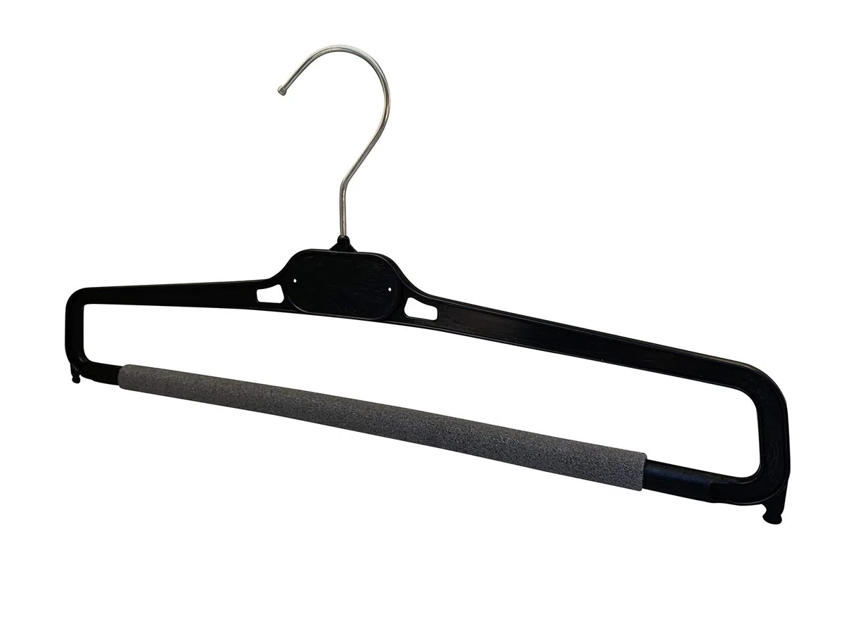 Kiroplast Perchas para Pantalones Perchas de Plástico Antideslizantes para Ahorrar Espacio 38cm (100, Negro)