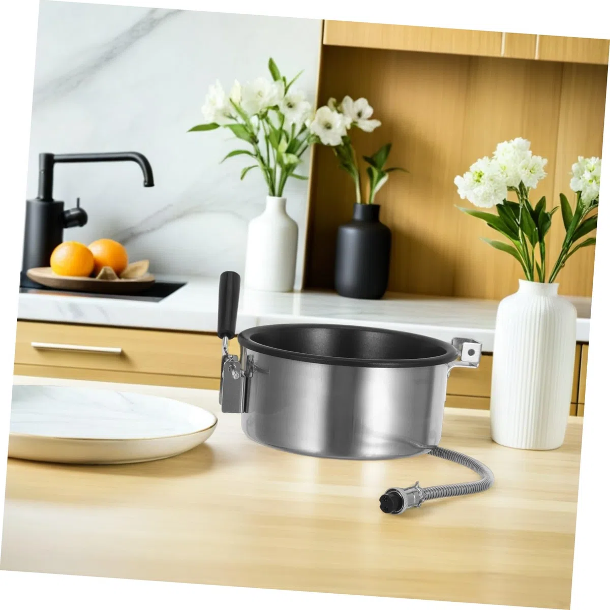 TOYANDONA Olla Antiadherente para Hacer Palomitas 8 Onzas de Metal, Accesorio Comercial para Máquina de Palomitas, Resistente al Calor, Repuesto para Palomitero en Fiestas y Uso Doméstico
