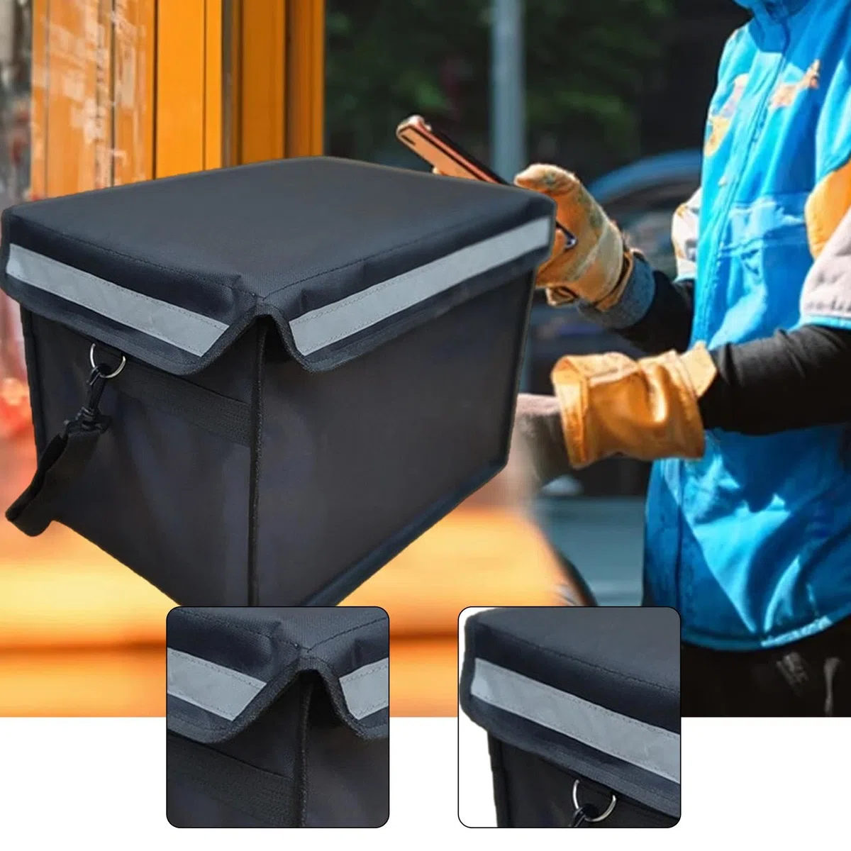 Milageto Bolsa isotérmica para Reparto de Alimentos, contenedor refrigerado de 30 litros, versátil, Impermeable y portátil para Catering, Sin Mango