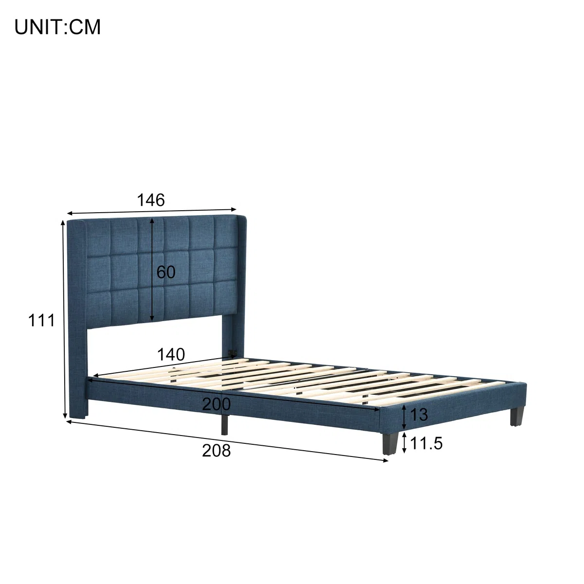 ModernLuxe Canapé tapizado individual con cabecero para dormitorio adulto y adolescente (gris claro, 140 x 200 cm)