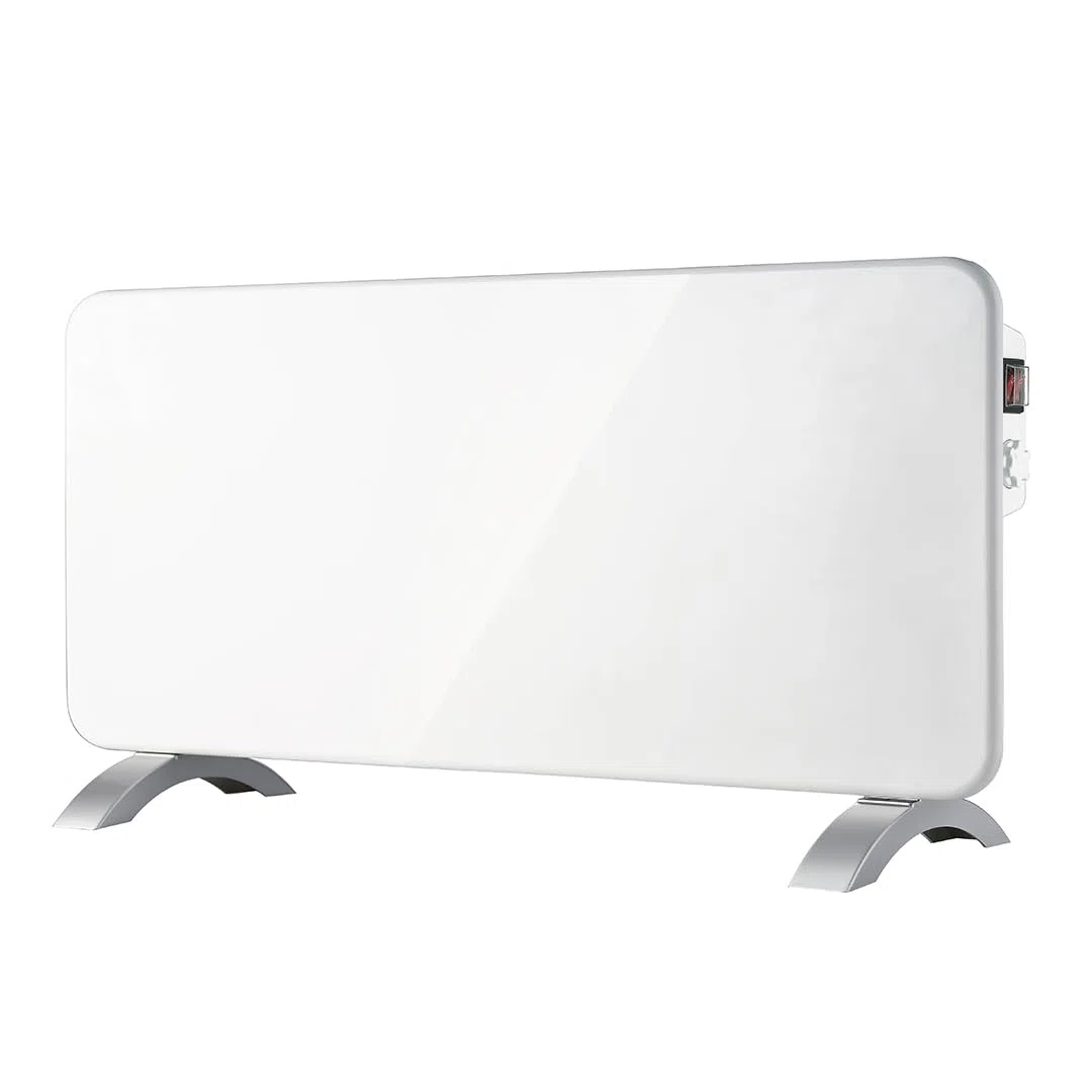 Svan Radiador Plano Eléctrico Bajo Consumo, 2 Niveles de Potencia, 2000 W, Termostato Mecánico, Protección Sobrecalentamiento, Soporte con Patas, Blanco